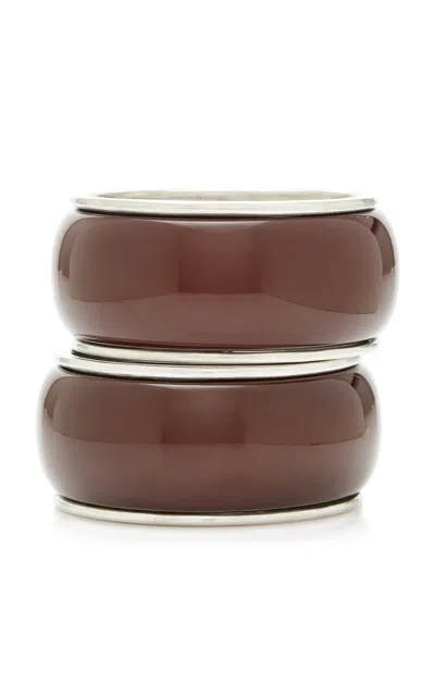 Ben-amun Exclusive Set Of 2 Silver-tone Resin Bangles In Brown