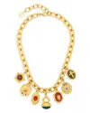 Ben-amun Mixed Color Stone Charm Statement Necklace, 17 In Gold