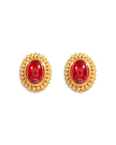 Ben-amun Red Stone Clip On Stud Earrings In Gold
