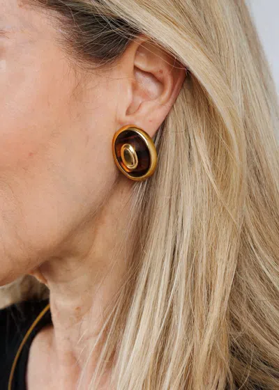 Ben-amun Women's Oval Tortoise Clip Earrings In Gold In Black