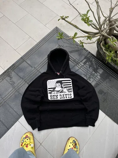 Pre-owned Ben Davis 00s  Vintage Big Logo Streetwear Oversize Hoodie In Black