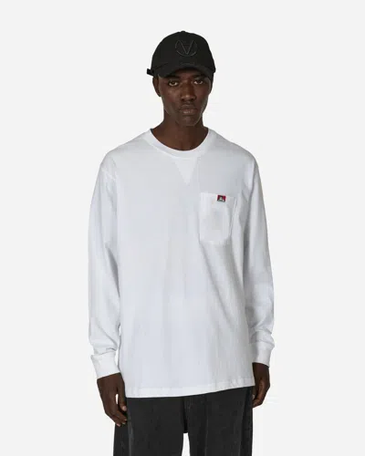 Ben Davis Heavy Duty Classic Label Pocket Longsleeve T-shirt In White