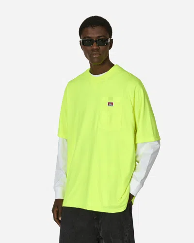 Ben Davis Heavy Duty Classic Label Pocket T-shirt Hi Vis In Green