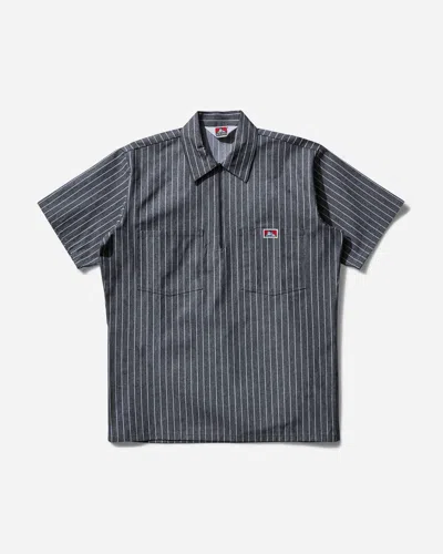 Ben Davis Men S Stripe 1/2 Zip Shortsleeve Shirt Butcher Block Stripe Black In Multicolor