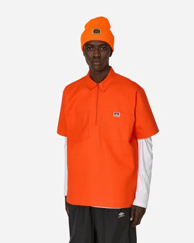 Ben Davis Solid 1/2 Zip Shortsleeve Shirt In Orange