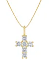 Ben Oni 18k Gold-filled Cubic Zirconia Cross 17-1/2" Pendant Necklace In Gold