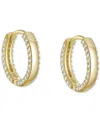 Ben Oni 18k Gold-plated Sterling Silver Small Pave Huggie Hoop Earrings, 0.6" In Gold