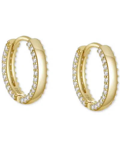 Ben Oni 18k Gold-plated Sterling Silver Small Pave Huggie Hoop Earrings, 0.6"