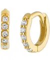 Ben Oni Pave Huggie Hoops In 14k Gold Over Sterling Silver Or Sterling Silver, 9mm In Gold
