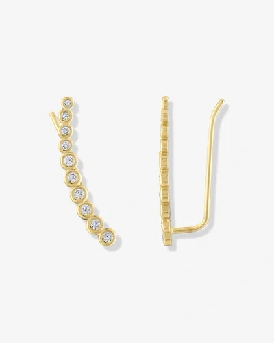 Ben Oni Bezel Cz Ear Climbers In Gold
