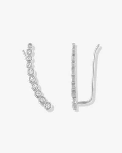 Ben Oni Bezel Cz Ear Climbers In Silver