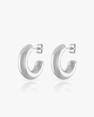 Ben Oni Bold Open Huggie Hoops In Silver
