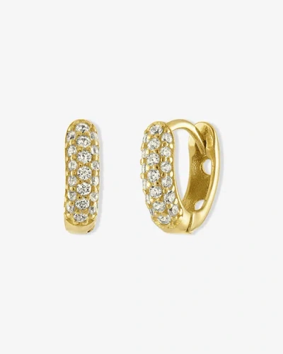Ben Oni Bold Pave Huggie Hoops In Gold