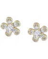 Ben Oni Copper Cubic Zirconia Flower Stud Earrings In Gold