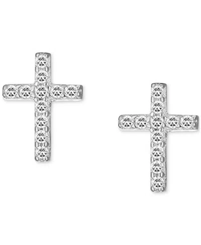 Ben Oni Cubic Zirconia Cross Stud Earrings In Silver