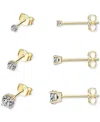 Shop Ben Oni Cubic Zirconia Small Studs, Set Of 3 In Gold