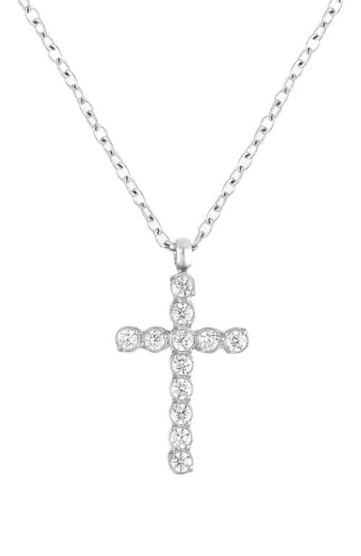 Ben Oni Dainty Bezel Cubic Zirconia Cross Necklace In White