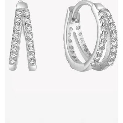 Ben Oni Doube Cz Huggie Hoop Earrings