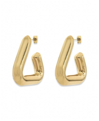 Ben Oni Gold-tone Polished Non-tarnish Triangle Hoop Earrings, 1.40"