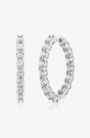 Ben Oni Solitaire Inside Out Cubic Zirconia Hoop Earrings In Silver