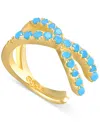 Ben Oni Pave X Ear Cuff In Turquoise,gold