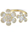 Shop Ben Oni Metal Tone Over Copper Cubic Zirconia Flower Adjustable Ring In Gold