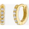 Ben Oni Pave Huggie Hoops In 14k Gold Over Sterling Silver Or Sterling Silver, 9mm In Gold