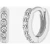 Ben Oni Pave Huggie Hoops In 14k Gold Over Sterling Silver Or Sterling Silver, 9mm In Silver