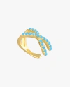 Ben Oni Pave X Ear Cuff In Gold/turquoise