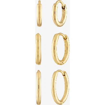 Ben Oni Set Of 3 Huggie Hoops In Gold