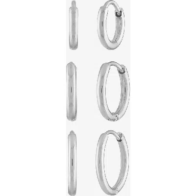 Ben Oni Set Of 3 Huggie Hoops In Metallic