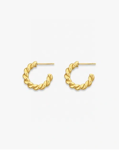 Ben Oni Small Open Twisted Hoop Earrings In Gold