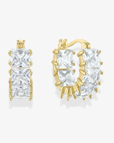 Ben Oni Square Cut Cubic Zirconia Huggie Hoops In Gold