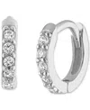 Ben Oni Pave Huggie Hoops In 14k Gold Over Sterling Silver Or Sterling Silver, 9mm In Silver