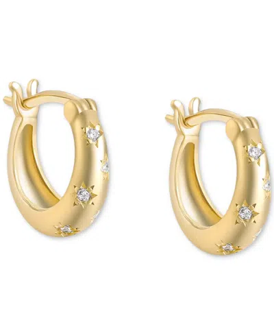 Ben Oni Sterling Silver Extra-small Pave Huggie Hoop Earrings, 0.39" In Gold