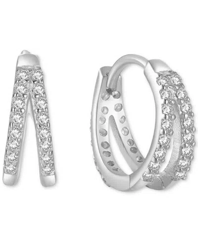 Ben Oni Sterling Silver Extra-small Pave Split Hoop Earrings, 0.31" In No Color