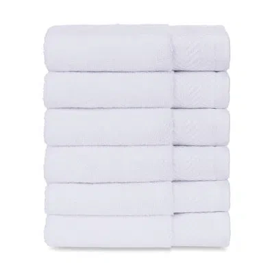 Ben Sherman 6 Piece Solid Ultra-absorbent Plush Cotton Wash Cloth Towels In White
