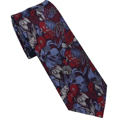 Ben Sherman Abstract Floral Jacquard Slim Tie In Blue