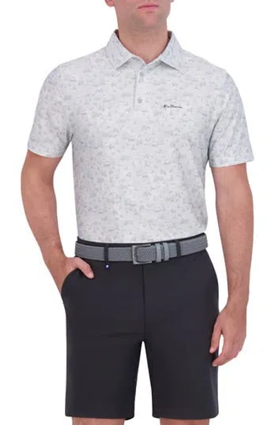 Ben Sherman Amalfi Holiday Print Stretch Tech Polo In Gray