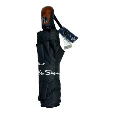 Ben Sherman Auto Open/close Umbrella Straight Wooden Handle In Multi