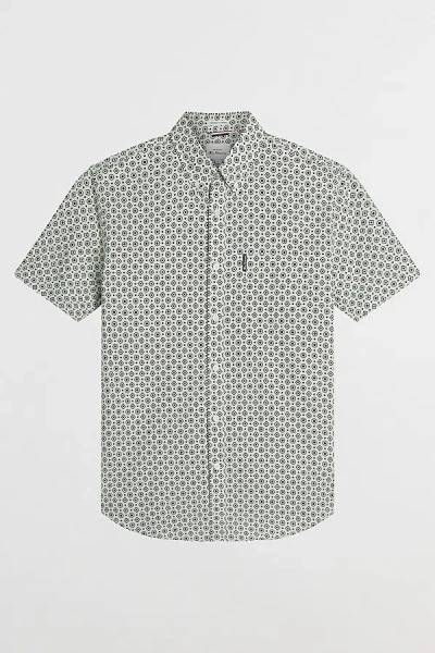 Ben Sherman Block Geo Button Down Shirt Top In Light Green, Men's At Urban Outfitters