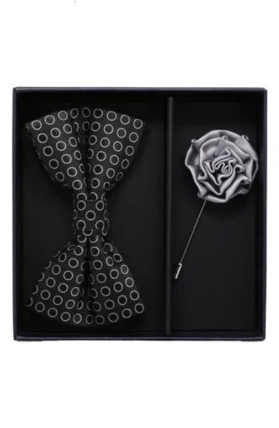 Ben Sherman Bow Tie & Lapel Pin Set In Gray