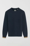Ben Sherman Cable Textured Crew Sweater In Dark Navy, Men's At Urban Outfitters