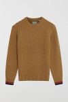 Ben Sherman Cable Textured Crew Sweater In Light Brown, Men's At Urban Outfitters In Light Brown