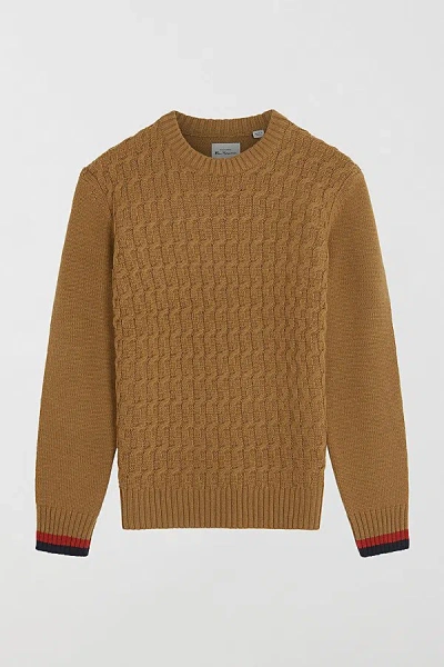 Ben Sherman Cable Textured Crew Sweater In Light Brown, Men's At Urban Outfitters
