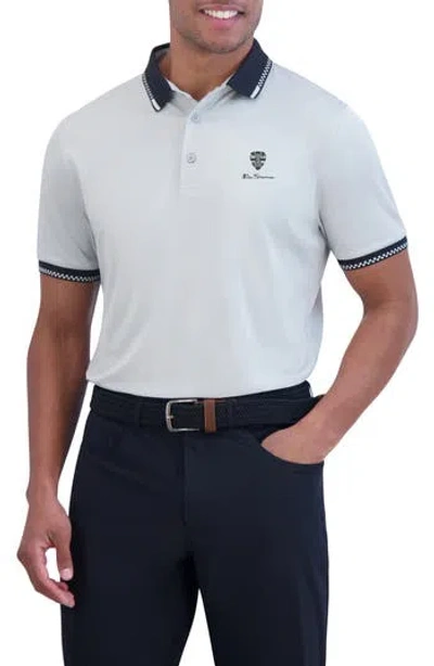 Ben Sherman Checker Rib Air Piquè Golf Polo In Gray