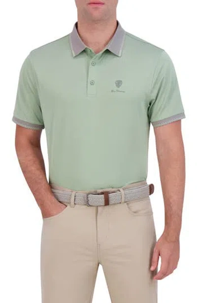 Ben Sherman Checker Rib Air Piquè Golf Polo In Green