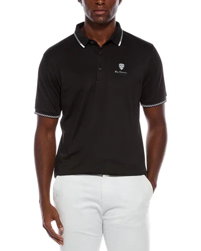 Ben Sherman Checker Rib Air Pique Sports Fit Polo Shirt In Black