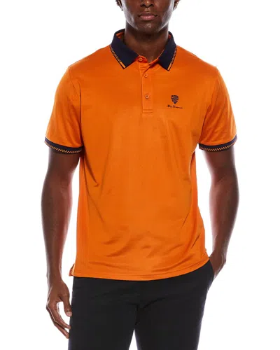 Ben Sherman Checker Rib Air Pique Sports Fit Polo Shirt In Orange