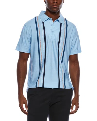 Ben Sherman Checkerboard Vertical Stripe Tech Polo Shirt In Blue